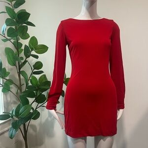 Moda International Elegant Red Long Sleeve Dress